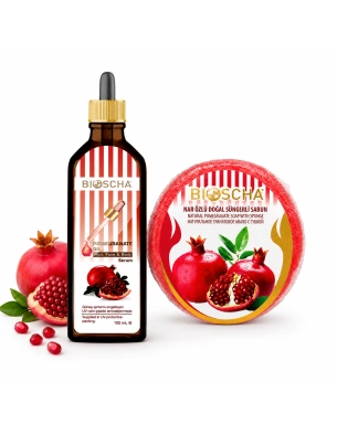 BIOSCHA sada Granátové jablko | Sérum + houbička s mýdlem